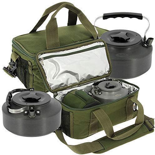 DNA NGT Fishing Insulated Brew Kit Cool Bag with 1.1L Gun Metal Grey Aluminium Kettle Carp Coarse Fishing Set