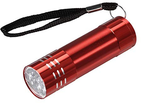 sourcing map Mini 9 LED Aluminum Flashlight Torch with Lanyard AAA Battery Not Included Red