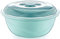 Round Plastic Mixing Bowl with Lid Bread Dough Proofing Salad Fruit Food Storage (Clear Lid, Basin Colour Will Vary Dependent on Stock) (2, 6 Litre)