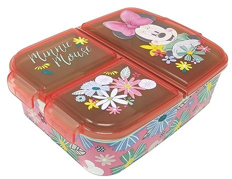Theonoi Kinder Brotdose Lunchbox Sandwichbox - Brotdose Kinder Lunchbox mit Fächern - Brotbox mit Unterteilung - BPA frei (Minnie Mouse)