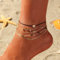 Handcess Lot de 5 bracelets de cheville, style accumulation et bohème, avec cœur et perles dorés