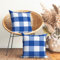 Encasa Homes Kissenbezüge 2 Stück (40 x 40 cm) - Buffalo Blau Schecks - Weiche Baumwolle Leinwand Ungefärbt Rechteckige Kissenbezug Bunte Dekorative für Wohnzimmer Schlafzimmer Sofa Waschbar