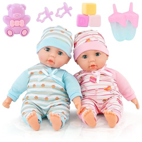 Bibi Doll - 14 Twins Baby Girl & Boy Twin Dolls Babies Gift Set - Dummy, Toy, Doll Accessories