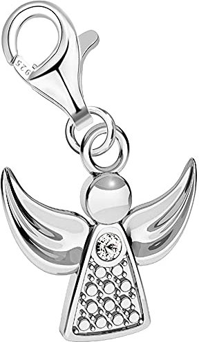 FANTASTIC NAILS COSMETIC COLLECTIONS Schutz-Engel Charm Anhänger für Bettelarmband aus 925 Sterling-Silber mit Zirkonia Karabiner A155o