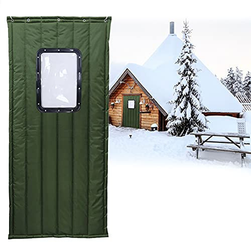 Boracy Wärmeschutzvorhang für Türen Thermovorhang Haustur Winter Verdicken Wärmedämmung Schallschutz Turvorhang Gegen Lärm für Balkontür, Energieverbrauch Reduzieren Grün (Größe : 140x240cm)