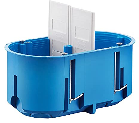 2-fach Hohlwanddose Tiefe 63mm Fräsloch 2 x Ø 60 mm mit 4 vormontierten Geräteschrauben (16mm)