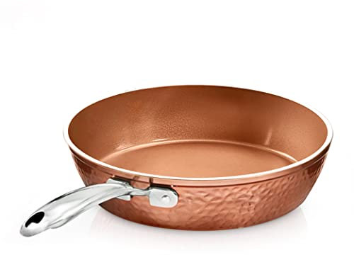 GOTHAM STEEL Gehämmerte Kupfer-Kollektion – 24,1 cm antihaftbeschichtete Bratpfanne, Premium-Kochgeschirr, Aluminium-Zusammensetzung mit Induktionsplatte für gleichmäßiges Erhitzen