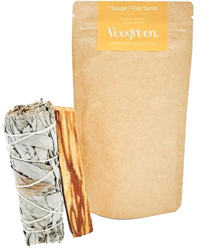 Sauges Blanches Purification à bruler & Palo Santo Stick│Coffret Sauge Blanche Salvia Apiana amérindienne│Encens Naturel méditation│ Bougie et Bois de rituels│ (1 Sauge Blanche 1 Palo Santo)