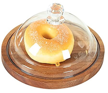 sararui Butterdose Kuchenständer Dessert Kuchenplatte Holz Klarer Acryl Cover Deckel Butter Container Butter Käsegericht 7 Zoll Butterdose Keramik