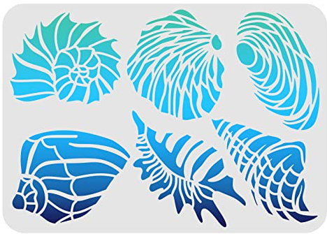 FINGERINSPIRE Muschel-Kunststoff-Schablone für Wände und Basteln DIY 29,7 x 21 cm wiederverwendbar Schablone zum Malen auf Holz Boden Möbeln Papier und Stoff