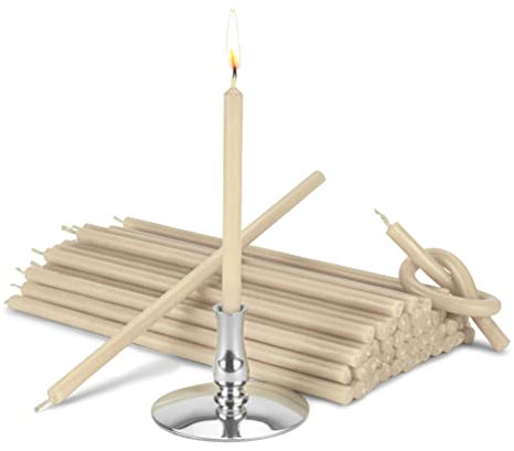 NKlaus - Kerzenhalter mit 200g Stabkerzen weiß Tropf- Rußfrei L 16cm Paraffinwachs 40023