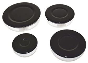 Ufixt Universal Gas Hob Burner Set | 4 Piece Base and Cap Kit | 55mm 75mm 100mm Sizes | compatible with Most Brands