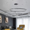 Modern LED Ring Pendelleuchte Dimmbar Wohnzimmerlamp Aluminium Kronleuchter Mit Fernbedienung Schlafzimmer Hängeleuchte Salon Esszimmer Deckenleuchte Metall Acryl Hängelampe,Schwarz,40+60+80+100cm