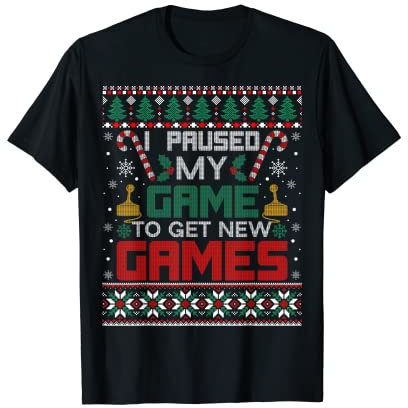 Paused My Game Gamer Lustiger Weihnachtspullover T-Shirt