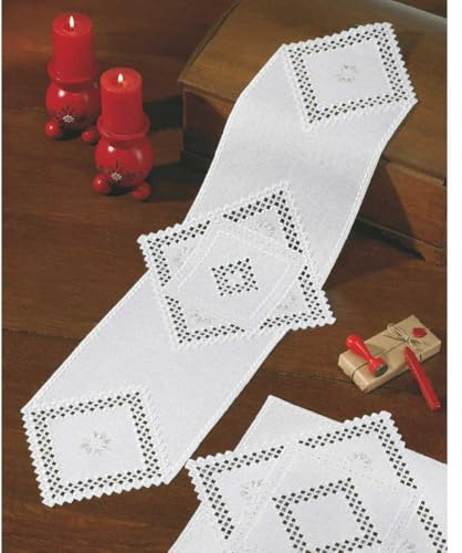 Permin Hardanger Tischläufer Stickpackung Hardanger Zählmuster