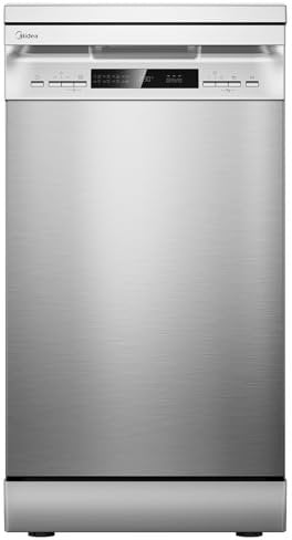 Midea MFD45S200X.1-IT Lavastoviglie Libera Installazione con 10 coperti, 8 Programmi, Display a LED, Partenza Ritardata, Funzione di Mezzo Carico, Asciugatura Extra - Inox