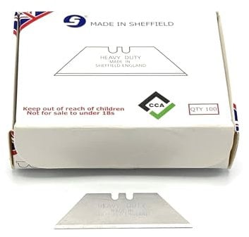 CCA Straight Utility Blades Heavy Duty x 100 Double Sided Carpet and Flooring Trimmers