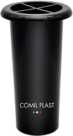 Comil Plast | Portafiori Interno in plastica per Vaso da cimitero Colore Nero | Diametro 6,5 cm, Altezza 15 cm con ghiera in Plastica Inclusa