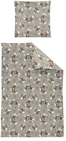 Irisette Edel-Flanell Bettwäsche Set Alpaka 8398 Terra 155 x 200 cm + 1 x Kissenbezug 80 x 80 cm