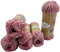 5 x 100 Gramm Sockenwolle mehrfarbig, 75% Schurwolle, 500 Gramm Wolle für Stricksocken und Strümpfe (rosa rot u.a. 9002)