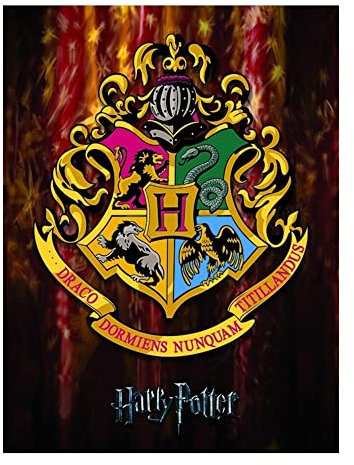 Harry Potter Kunstdruck auf Leinwand, Motiv Hogwarts, gerahmt, 80 x 60 cm, mehrfarbig
