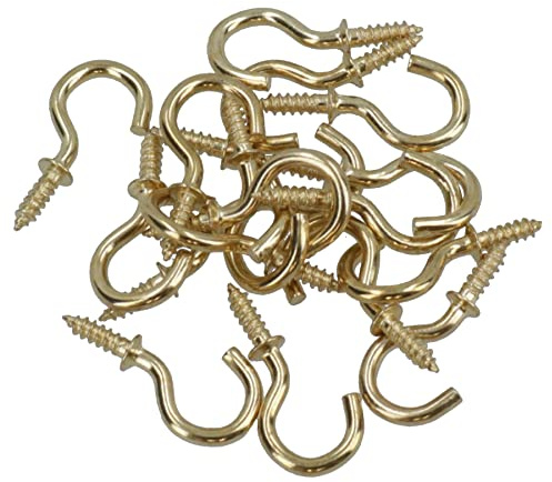 Shouldered Screw Hooks Fasteners Hanger Brass Plated 8mm Dia 16mm Length 17pc