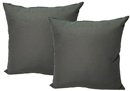 Pack 2 Fundas de Cojín Decorativas 40x40 cm Gris Cemento – Tejido Sarga Gruesa Algodón Poliéster, Cremallera Oculta, Hechas en España con Diseño Artesanal y Estilo Natural (2LC Gris Cemento 40x40)