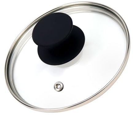 HEVSTIL Universaldeckel für Töpfe, Pfannen und Bratpfannen, 15 cm, transparenter Glasdeckel mit hitzebeständigem Silikongriff, Glas-Ersatzdeckel für Bratpfanne, Bratpfannen, Gusseisen, CrockPot