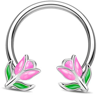 Jewseen 16g Septumring Knorpel Ohrring Tragus Daith Ohrring Rook Ohrring Helix Piercing Tulpe Captive Bead Ring 316L Edelstahl Nasenring Hoop Edelstahl Rosa