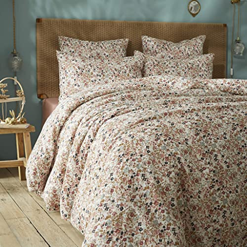 Parure de lit Gaze de Coton imprimé Floral 260x240 Rose