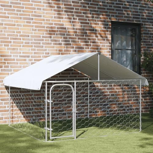 Camerina Outdoor-Hundezwinger mit Dach EisenkäFig FüR Hunde Outdoor Hundezwinger HaustierkäFig Hundevilla 200x200x150 cm