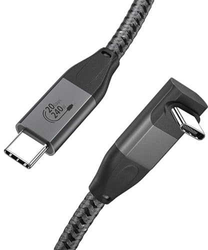 XAOSUN 20Gbps USB C to USB C Cable 2M,240W USB3.2 Gen2x2 Data Cable Fast Charging,4K@60Hz Type C Video & Nylon Braided Right Angle for MacBook,Laptop,iPad,Monitor,iPhone,Samsung Galaxy,SSD