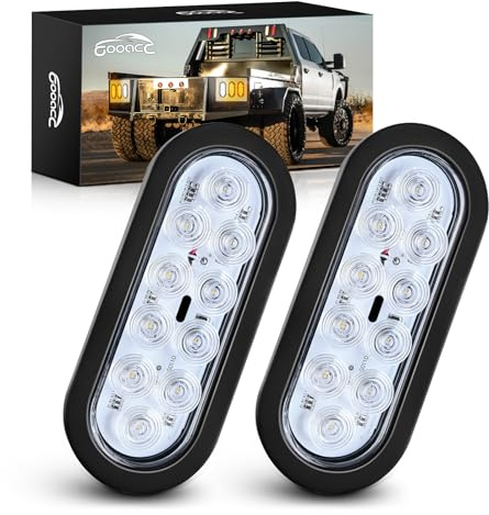 GOOACC 6Inch Oval Trailer Tail Light 2PCS 10LED White