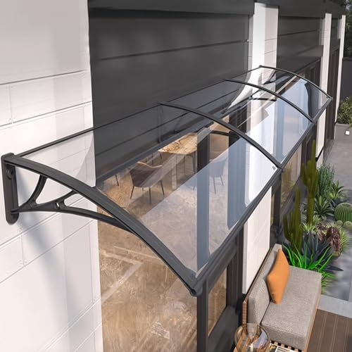 Terrassenüberdachung,Veranda Haustürvordach,Transparente Polycarbonat Vordach für Haustür,Sonnenschutz Regenschutz Fenster Pultbogenvordach,Türdach für Draußen Garage,Gehweg (60x370cm/24 x146)