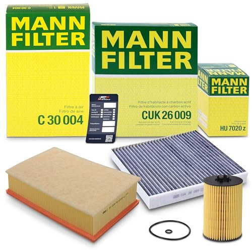 MANN-FILTER Inspektionspaket Filterset 1x Ölfilter, 1x Luftfilter, 1x Innenraumfilter (Aktivkohlefilter), 1x Ölwechselanhänger,