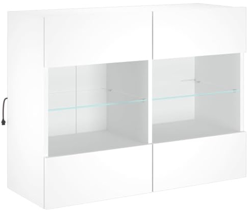 vidaXL TV-Wandschrank mit LED-Leuchten Weiß 78,5x30x60,5 cm | Viel Platz für Ihre Medien-Ausrüstung, kommt mit flippigen farbwechselnden LED-Lichtern für eine kühle Atmosphäre