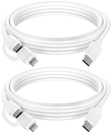 ilikable 2 en 1 Cable iPhone USB C a USB C/Lightning 2Pack 2M, Cable iPhone Carga Rapida 60W Múltiple Tipo C Certificado MFi Para iPhone 15 14 13 12 Pro 11 Max XS XR SE 2020 iPad Pro Samsung MacBook