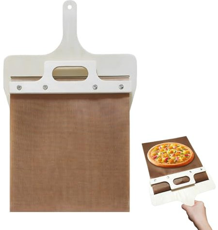 Sliding Pizza Peel, 42 x 26 cm, pala de pizza de madera con asa, para transferencia de pizza de 26 cm de diámetro, antiadherente