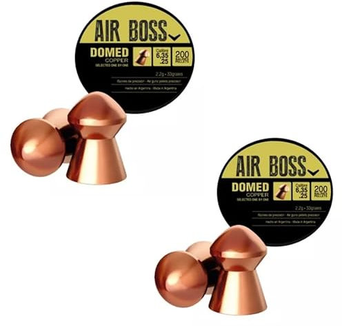 Pack de balines/perdigones Apolo Air Boss Domed Copper (6,35mm) | 200 uds por Caja. 2,2g por balín. Pack de 2 Cajas