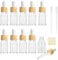 JamHooDirect 10Pcs, 10ml Clear Glass Bottles with Dropper Pipettes, Mini Empty Dropper Bottles with Wood Grain Plastic Cap Refillable Sample Container for Essential Massage oils/Chemical Liquid