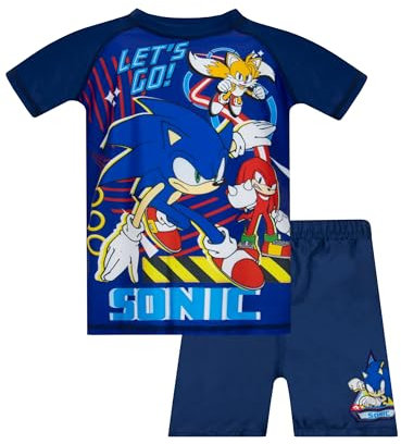 Sonic The Hedgehog Costume | Boys Swimming Costume | Boys 2 Piece Swim Set | Blue 8-9 Years
