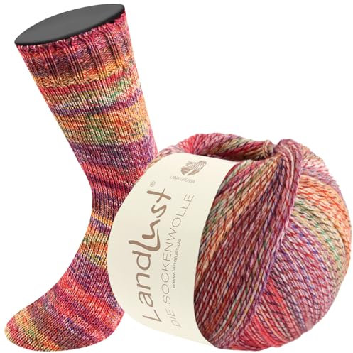 LANA GROSSA Landlust die Sockenwolle | Garn aus Merinowolle in verschiedenen Farben | Handstrickgarn aus 80% Schurwolle (Merino) & 20% Polyamid | 100g Wolle zum Stricken & Häkeln | 420m Garn FB211