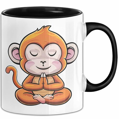 Lustiger Affe Tasse Geschenkidee In Yoga Pose Für Yoga Lehrer (Schwarz)