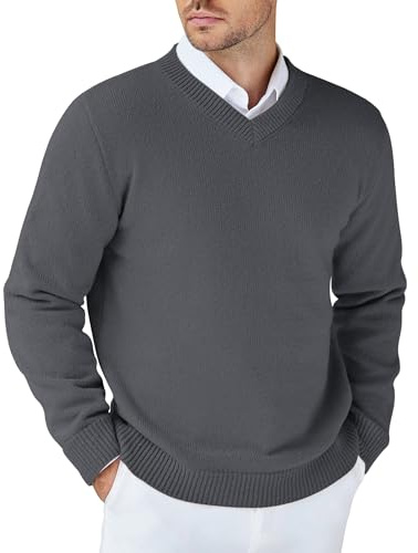 COOFANDY Pull Homme Col V Pullover d'hiver Épais Tricoté Manches Longues Sweat Homme Regular Fit