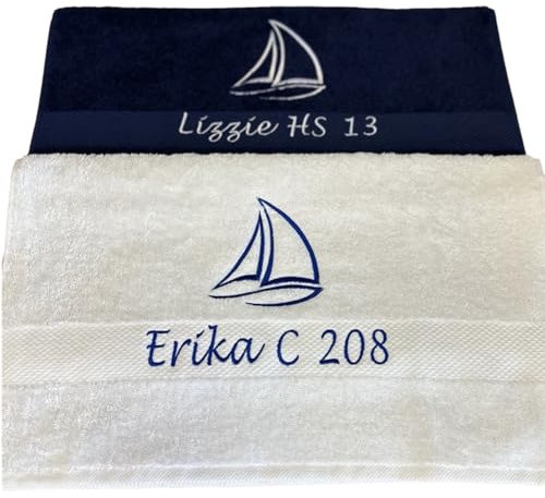 ARTHI Handtuch personalisiert, super geeignet als Saunatuch, Badetuch, Wellness, Yoga, Fitness, Sport, 100% Baumwolle, individuelle Geschenkidee mit persönlicher Stickerei (50x100 cm, Weiß)