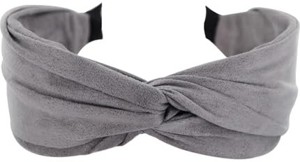 axy Breiter Haarreif mit raffiniertem Knoten aus leichtem Flanellstoff Wunderschön Damen Stirnband Haarschmuck Haarreifen Hairband HRD6 (Grau, Extra Breit)
