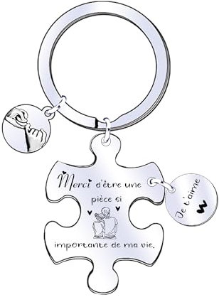 POIUYTRE Cadeau Porte-clés Couple Idéal Cadeau pour Couple Petite Amie Petit Ami Cadeau Saint Valentin pour Femme Homme Porte-clés en forme de cœur Porte-clés pour partenaire (2)