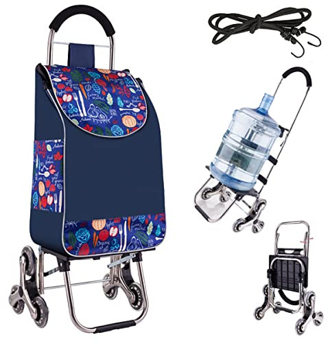 YFSMBD Carrello Spesa Pieghevole con 3 ruote Scale, Capienza Da 40 L Carrello Portaspesa Antipioggia con Borsa Oxford Staccabile, per Spesa, Lavanderia, Campeggio (B)