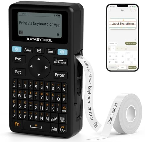 SUPVAN E11 Keyboard & Bluetooth Label Maker Machine with Tape, Black