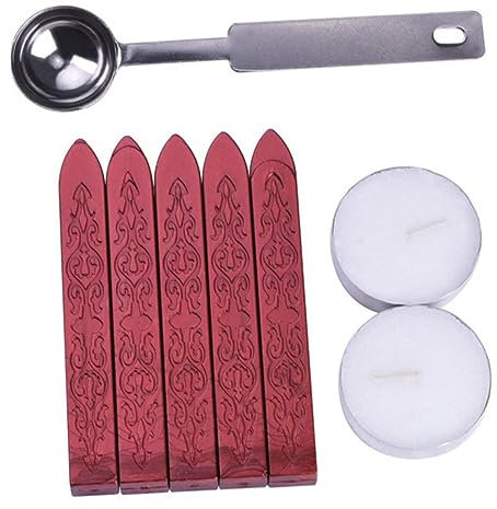 DIYEAH 1 Satz Feuer Farbe Set Briefumschläge Stempel Aus Siegellack Schmelzlöffel Aus Edelstahl Löffel Aus Siegellack Dichtungszubehör Selber Machen Schmelzwerkzeuge Rostfreier Stahl